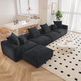 thumbnail image 2 of The Magic Home Canapé de Coin Convertible Modulable 4 Places en Velours Côtelé Noir,, 2 of 10