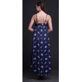 thumbnail image 4 of Bimba Rayon Leaves Ladies Printed Backless Spaghetti Strap Long Maxi Evening Party Dress-Small, 4 of 5