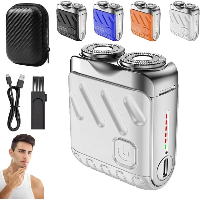 Meigline Mini Shaver, Meigline Shaver Mini Electric Razor, Minis Electric Explosive Shavers, Beard Shavers Minis and Portable Suitcase Design, Ipx7 Waterproof, for Men Home Travel (1PC*White)