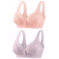 thumbnail image 2 of Timegard 2pc Wireless Bras for Women Front Closure Button Bralette Ruched Comfort Everyday Bras with Support, 2 of 3