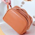 thumbnail image 4 of Sac de maquillage de voyage, sac de maquillage à fermeture à glissière en cuir PU en cuir compact pour voyager, 4 of 7
