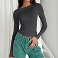 thumbnail image 2 of T-Shirts pour Femmes 2025, T-Shirts Femmes, T-Shirt à Col Rond pour Femmes Long Femmes Col Roulé Manches Longues Chemises Manche Basique Ajusté Court Hauts de Travail pour Femmes T-Shirts Tricot Côtelé Femmes Manches Longues Froid, 2 of 8
