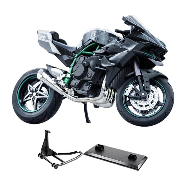 TISHITA Modèle de Moto à l'Échelle 1:10 Jouet de Moto, Robuste, Ornement, Simulation de Collection Gris avec Support