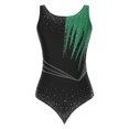 thumbnail image 3 of RUNQHUI Ladies Rhinestones Rhythmic Gymnastics Leotard Sleeveless Ballet Bodysuit Figure Skating Green XXL, 3 of 7