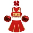 thumbnail image 3 of Miaeowve Tenue d'Uniforme de Cheer pour Filles du Secondaire pour Fête Musicale Vêtements de Cheerleading avec Pompons A Rouge 16, 3 of 5