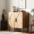 thumbnail image 2 of Kojooin Rattan Accent Cabinet with Storage, Two-Door Sideboard with Woven Decor, Storage Buffet for Living Room, Dining Room, Entryway, 2 of 9