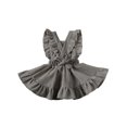 thumbnail image 2 of Kmbangi Girls Solid Color Suspender Skirt Sleeveless Square Collar Large Hem High Waist Dress with Ruffles, 2 of 7