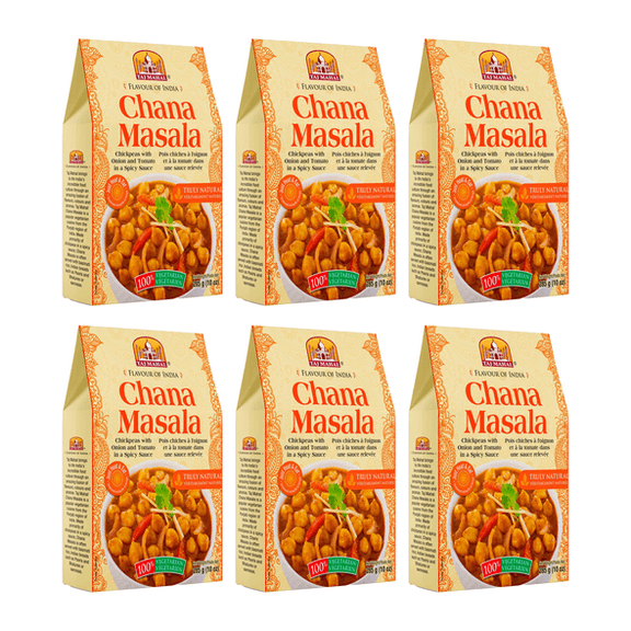 Taj Mahal Cari de Pois Chiches Indien Prêt à Manger Chana Masala, Lot de 6, 285 g Chacun, Repas Indien d'Origine Végétale