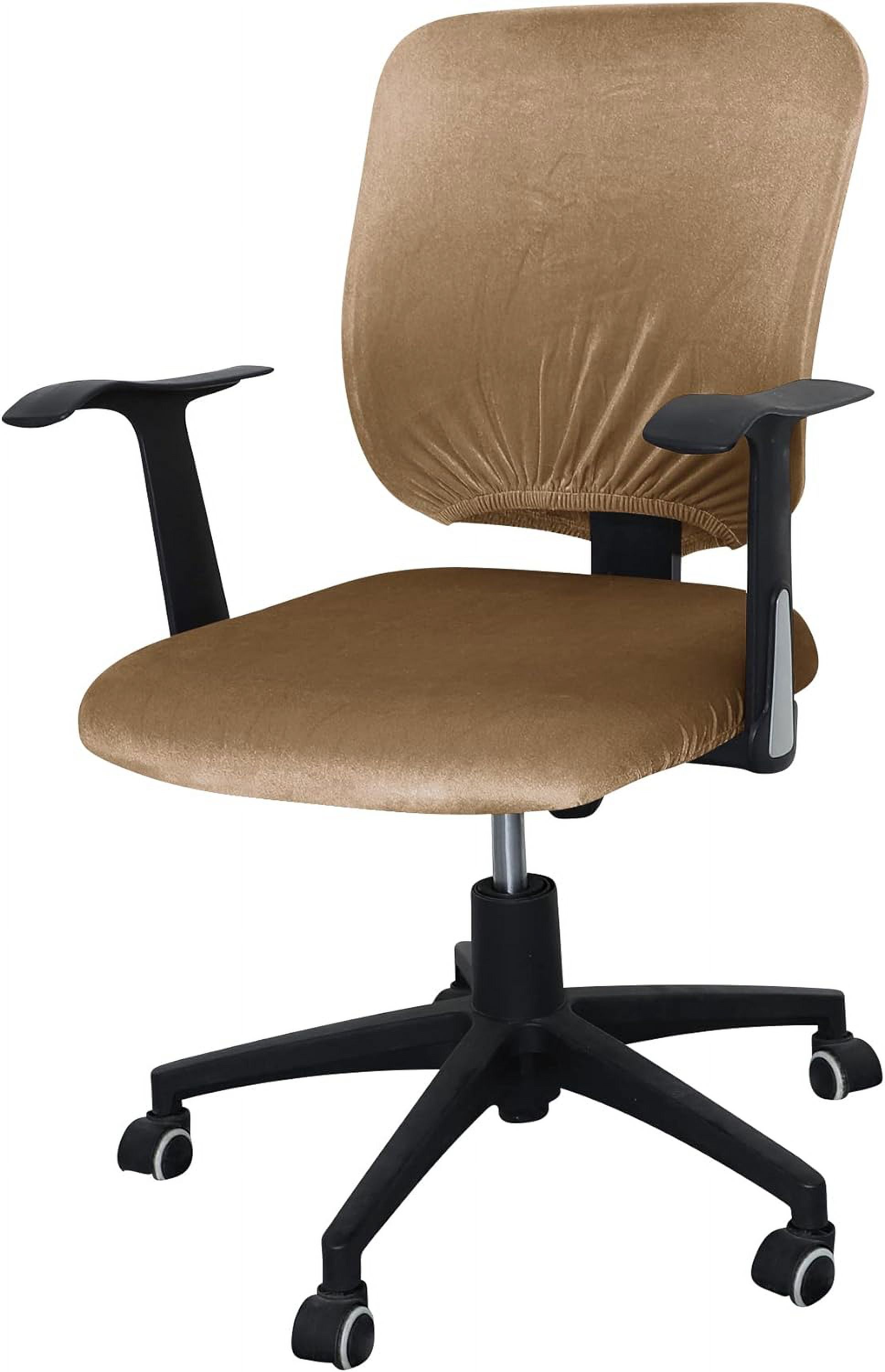 ORUYROP Housse de Chaise de Bureau Extensible Résistante à l'Eau en Spandex Extensible Jacquard Housse de Chaise d'Ordinateur pour Chaises de Bureau Velours Camel