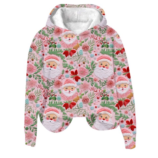 Birdeem Women's Christmas Printed Round Neck Long Sleeved Top Loose Fitting Sweater