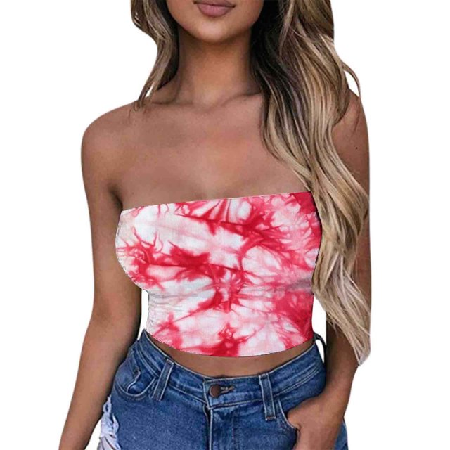 Tube Tops, Womens Printed Strapless Yoga Exercise Chest Wrap Pullover