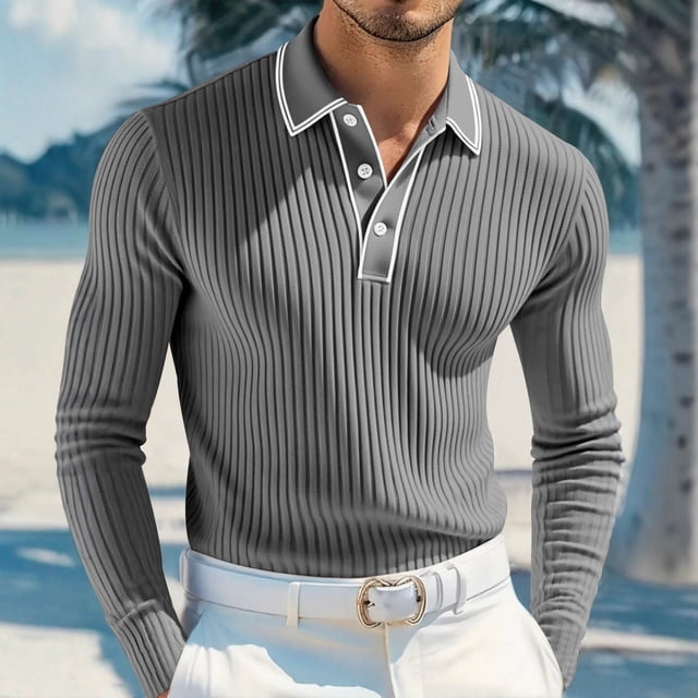 BLCHUNen Chandails d'Automne pour Hommes Légers à Enfiler Col Rabattu Coupe Ajustée Décontractés d'Entraînement Sport Manches Longues