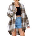 thumbnail image 1 of IROINID Surchemise pour Femmes, Veste à Manches Longues à Carreaux, Col Rabattu, Veste d'Hiver Ample, 1 of 9
