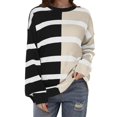 thumbnail image 1 of Rbaofujie Chandails pour Femmes Tendance Chandails Décontractés à la Mode Imprimés à Col Rond à Manches Longues Chandail à Enfiler Hauts Chandails Noirs Chandails à Capuchon d'Automne pour Femmes, 1 of 3