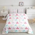 thumbnail image 2 of Erosebridal Magic Unicorn Stars Bedding Full Comforter Set for Girls, Princess Castle Down Comforter, Reversible 3 Pieces, 2 of 7