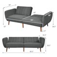 thumbnail image 4 of Costway Convertible Futon Sofa Bed Adjustable Couch Sleeper w/ Wood Legs Grey, 4 of 10