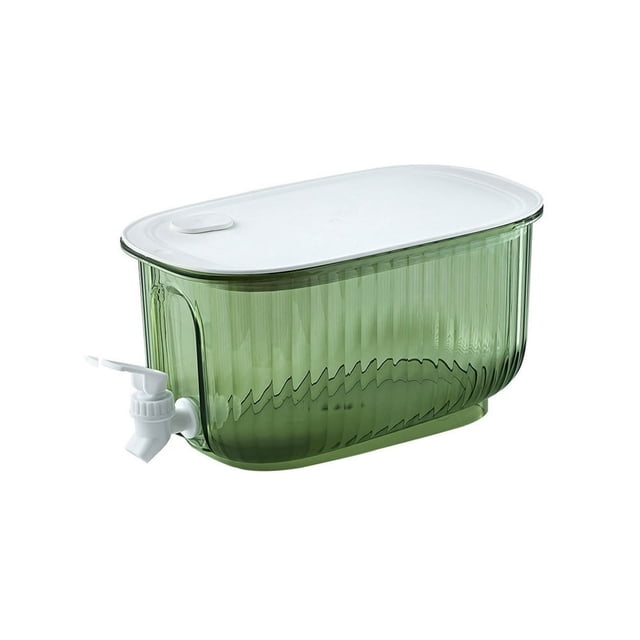 DEBGFS 4L Drink Dispenser for Fridge Glass Drink Dispenser Large Capacity Water Dispensers Beverage Dispenser with Spigot Lemonade Dispenser Iced Juice Containers for Party Camp Birth,green