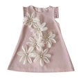 thumbnail image 1 of Ashirexll Robe d'Été pour Filles Sans Manches à Col Rond, Couleur Unie, Mélange de Coton, Longueur Genou, Rose, 7 Ans, 1 of 2