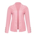 thumbnail image 4 of BiZtdJrK Womens Business Casual Outfits Button Trims Long Sleeve Lapel Blazers Open Front Solid Color Fall Suits Jackets Pink XXXL Fall Savings, 4 of 6