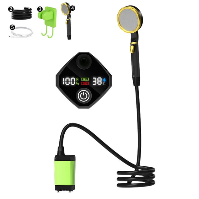 Graflsoa Portable Outdoor Shower Kit with Rechargeable Electric Pump, 7800mAh Battery, ABS Material, Green/Blue/Orange Options, 8L/Min Flow Rate, Includes Shower Head, Hose, and Accessories