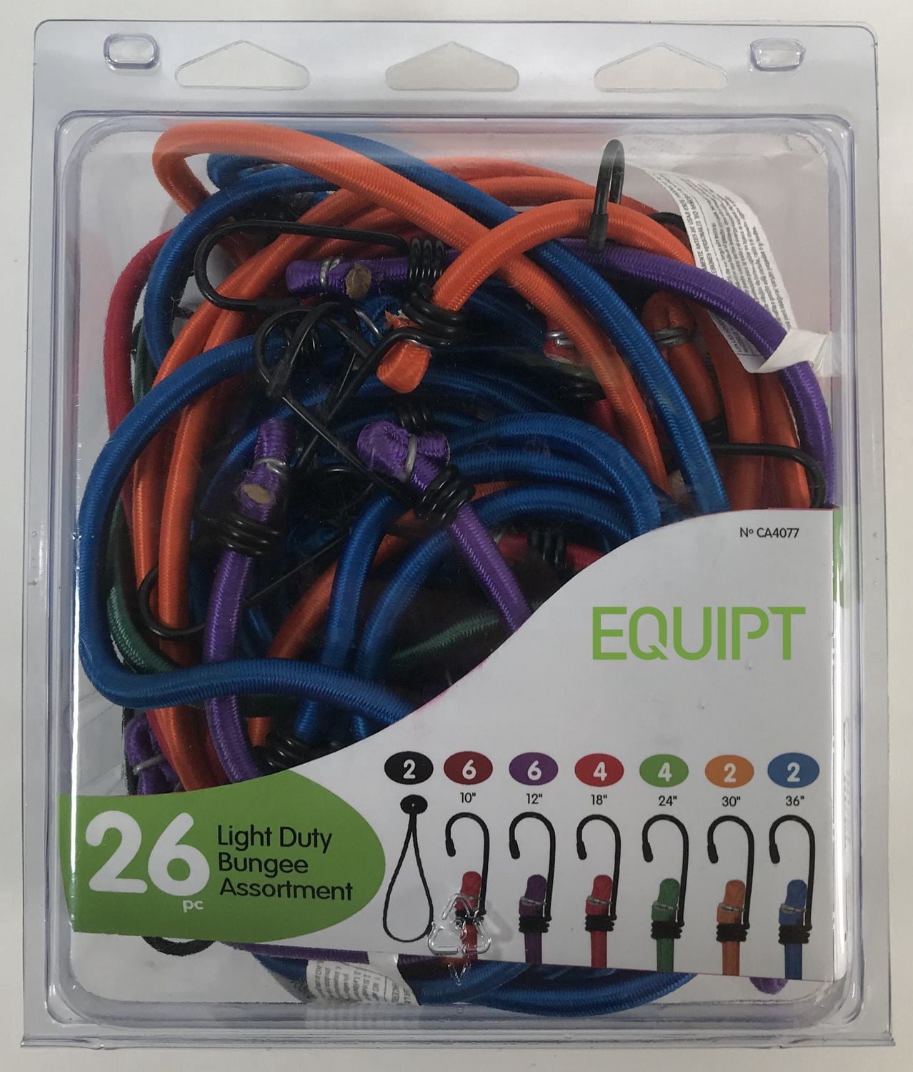 Assortiment de sandows standards avec crochets métalliques, 26 pièces (6 x 25,4 cm (10 po), 6 x 30,4 cm (12 po), 4 x 61 cm (24po), 2 x 76 cm (30po), 2 x 91,4 cm (36 po), 2 poignées