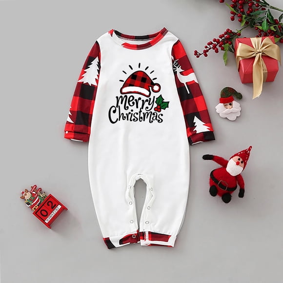 EGNMCR Christmas Pajamas for Family, Classic Plaid Xmas Sleepwear for Christmas Parent-Child Outfit Fashionable Christmas Print Family European And Pajamas Parent-child Suit Baby Women Blouse pants