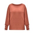 thumbnail image 5 of Baberdicy Tricot pour Femmes Manches Longues Couleur Unie Chandail Décontracté Col Rond Ample Chandail-Over Automne Hiver Tricot Manteau pour Femmes Rouge, 5 of 5