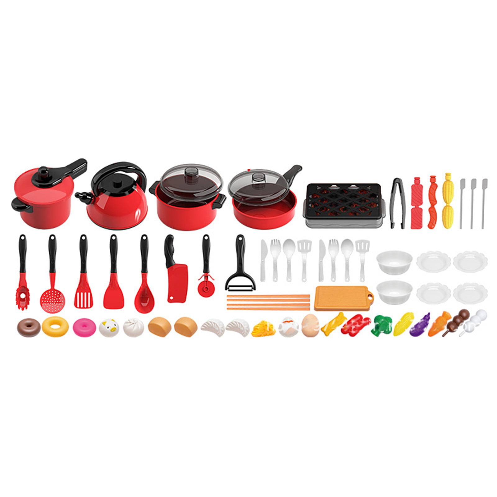 SIYTUAU 61 Piece Childrens Play Kitchen Toy Set With Stove Requires Batteries Plastic Material Multicolor For Role Playing Gift