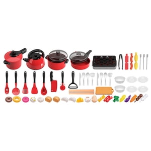 SIYTUAU 61 Piece Childrens Play Kitchen Toy Set With Stove Requires Batteries Plastic Material Multicolor For Role Playing Gift