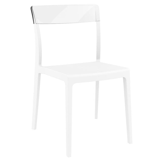 Pemberly Row Indoor/Outdoor Patio Dining Chair in White Transparent Clear
