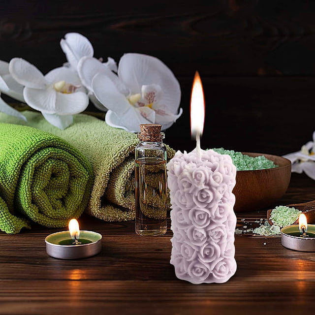 Rose Pillar Scented Candle | Floral Aromatherapy Vegetable Wax | Handcrafted Decorative Rose Design | Relaxing Home Decor | Assorted Scents | 1-Pack | Gift-Ready
