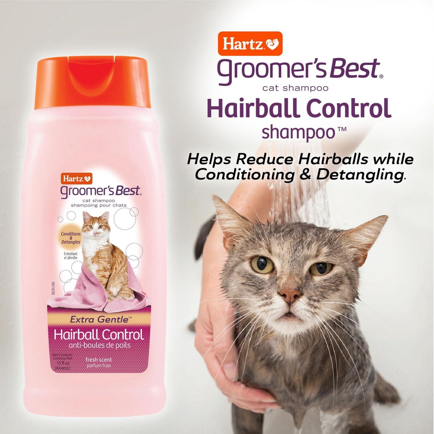 Hartz Groomer's Best Shampooing Anti-Boules de Poils pour Chats, 444mL