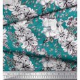thumbnail image 2 of Soimoi Poly Georgette Fabric Leaves & Flower Floral Print Sewing Fabric Yard 42 Inch Wide, 2 of 3