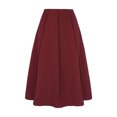 thumbnail image 1 of INSPIRE CHIC Women's High Waist Knit A-Line Pleated Fared Skirt Deep Red S, 1 of 5