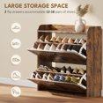 thumbnail image 4 of HOMCOM Armoire à Chaussures Étroite Armoire de Rangement pour Chaussures à 2 Tiroirs Basculants, Brun Rustique, 4 of 10
