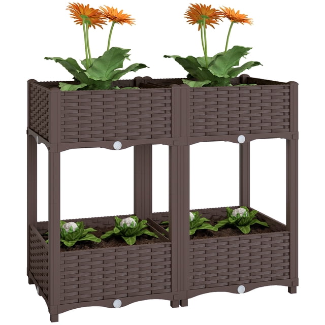 Outsunny Jardinière Surélevée avec Pattes, Bacs de Plantation Surélevés à Arrosage Automatique