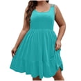 thumbnail image 1 of Timegard Plus Size Dresses for Women Scoop Neck Ruffle Sleeveless Loose Comfy Mid Long Dress Summer, 1 of 7