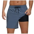 thumbnail image 1 of hotojiny 2 in 1 Workout Shorts for Men Fashion Color Block Stretch Gym Short Pants Breathable Drawstring Running Athletic Shorts, 1 of 4