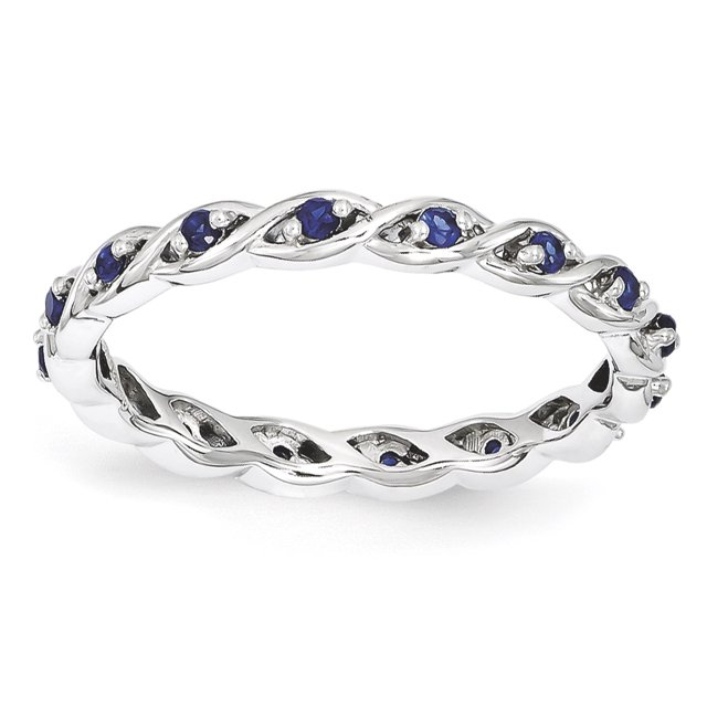 Bague en Argent Sterling Stackable Expressions en Saphir Créé Taille 5