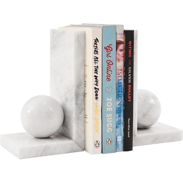 Radicaln Extrémités de Livres en Marbre Blanches Ensemble de 2 Porte-Livres Décoratif Fait à la Main - Serre-Livres pour Étagères Décor