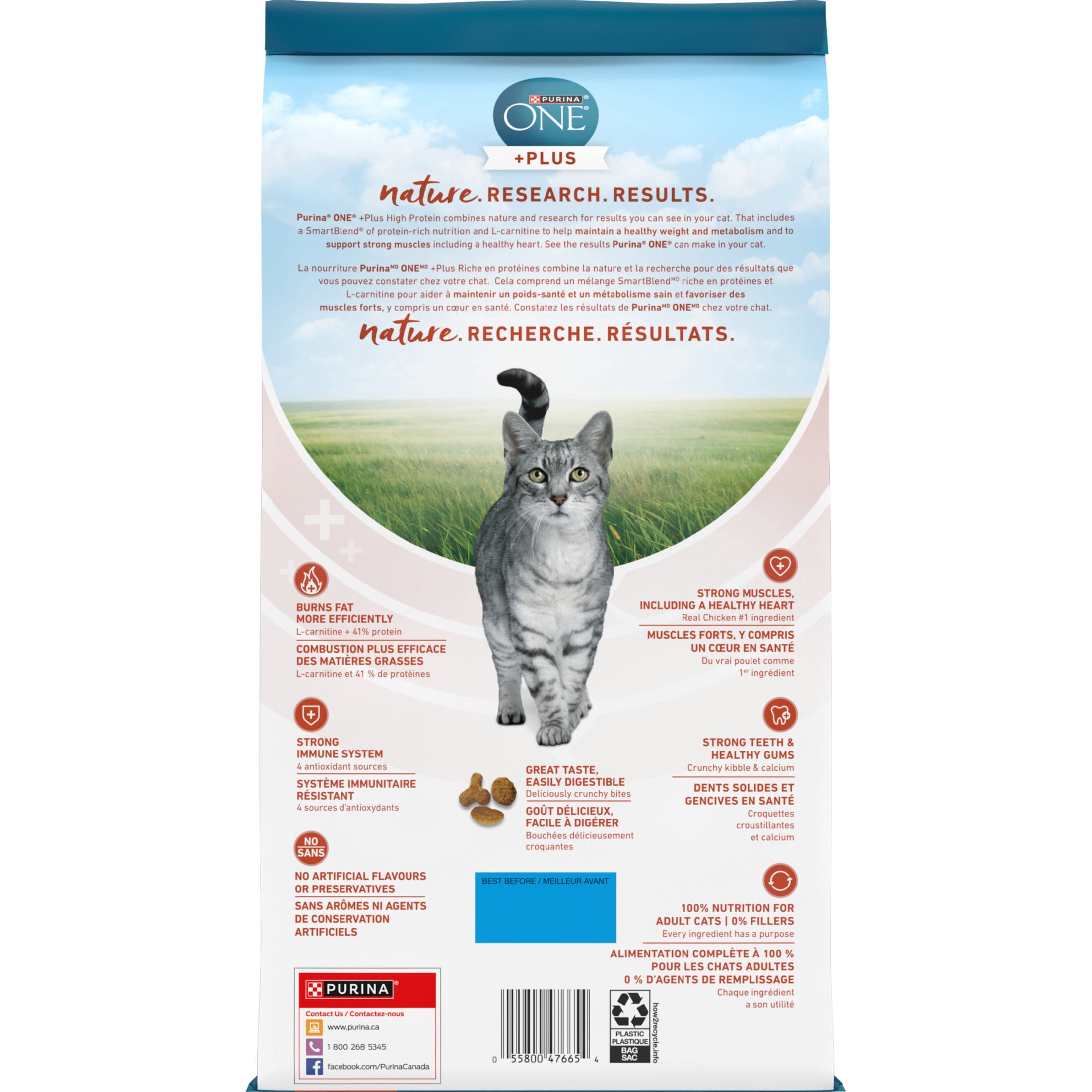 Purina ONE +Plus Riche En Protéines Formule Poulet, Nourriture Sèche pour Chats 1.8 kg