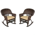 thumbnail image 1 of Pemberly Row Rocker Wicker / Rattan Chair - Espresso with Tan Cushion (Set of 2), 1 of 6