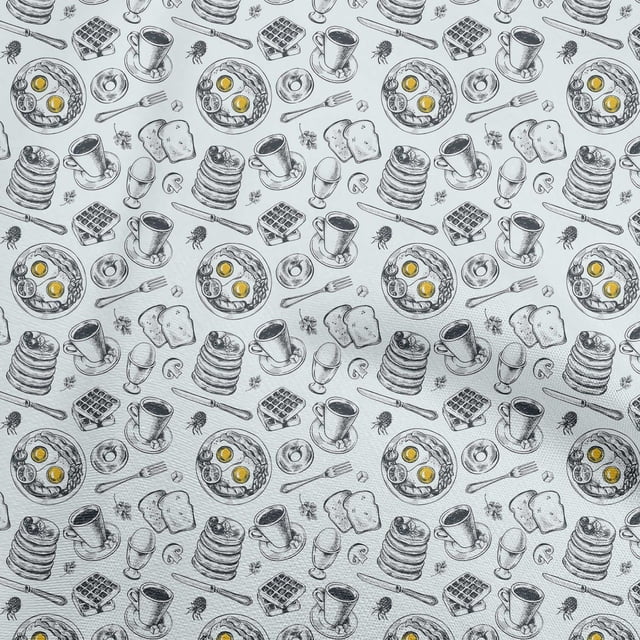 oneOone Polyester Lycra Sky Blue Fabric English Breakfast Sewing Craft Projects Fabric Prints By Yard 56 Inch Wide
