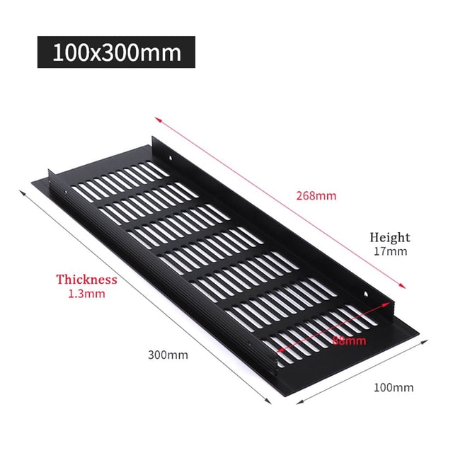 Bgsha 100mm Aluminium Rectangular Cabinet Wardrobe Air Vent Grille Ventilation-Cover