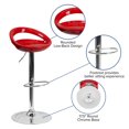 thumbnail image 2 of Contemporary Red Plastic Adjustable Height Barstool with Rounded Cutout Back and Chrome Base, 2 of 9