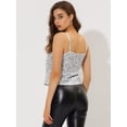 thumbnail image 4 of INSPIRE CHIC Camisole Courte à Paillettes pour Femme à Bretelles Spaghetti TP Argent Blanc, 4 of 5