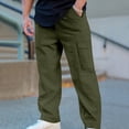 thumbnail image 3 of RKSTN Mens Pants Loose Soft Solid Color Elastic Waist Straight Tube Drawstring Pocket Workwear Pants Outdoor Hiking Workout Pants, 3 of 4