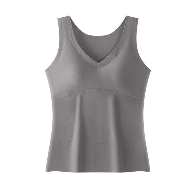 Miqool Débardeur Gainant à Encolure en V pour Femmes avec Soutien-Gorge Intégré, Sans Manches, Coupe Ajustée, Très Extensible, Camisole, Hauts d'Entraînement