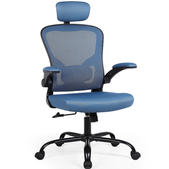Chaise de Bureau Ergonomique avec Appuie-Tête, Dossier Lombaire et Accoudoirs Relevables, Chaise d'Ordinateur Pivotante en Maille à Dossier Haut, Siège de 3,7 Pouces d'Épaisseur, 320 Lb