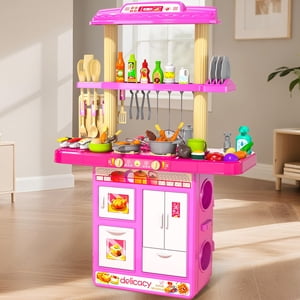 MSKOLER Faites semblant de jouer aux jouets de cuisine pour les enfants 2-6 4-8, 2 Jouets de cuisine avec lumière, son et pulvérisation, accessoires de jouet à patins, cuisine